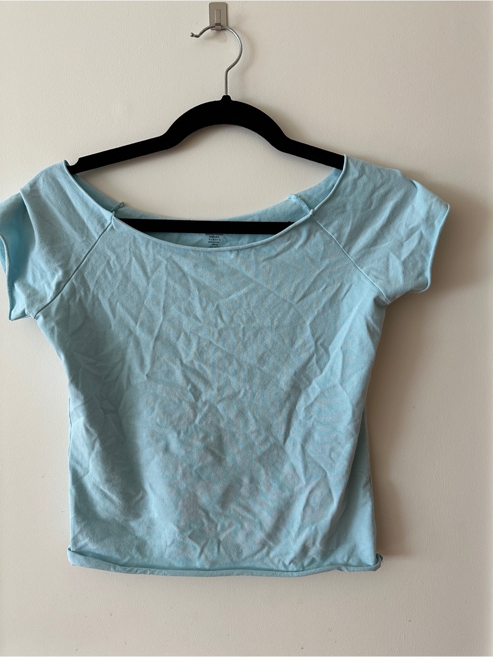 Brandy Melville Light Blue Scoop Neck Short Sleeve Tee